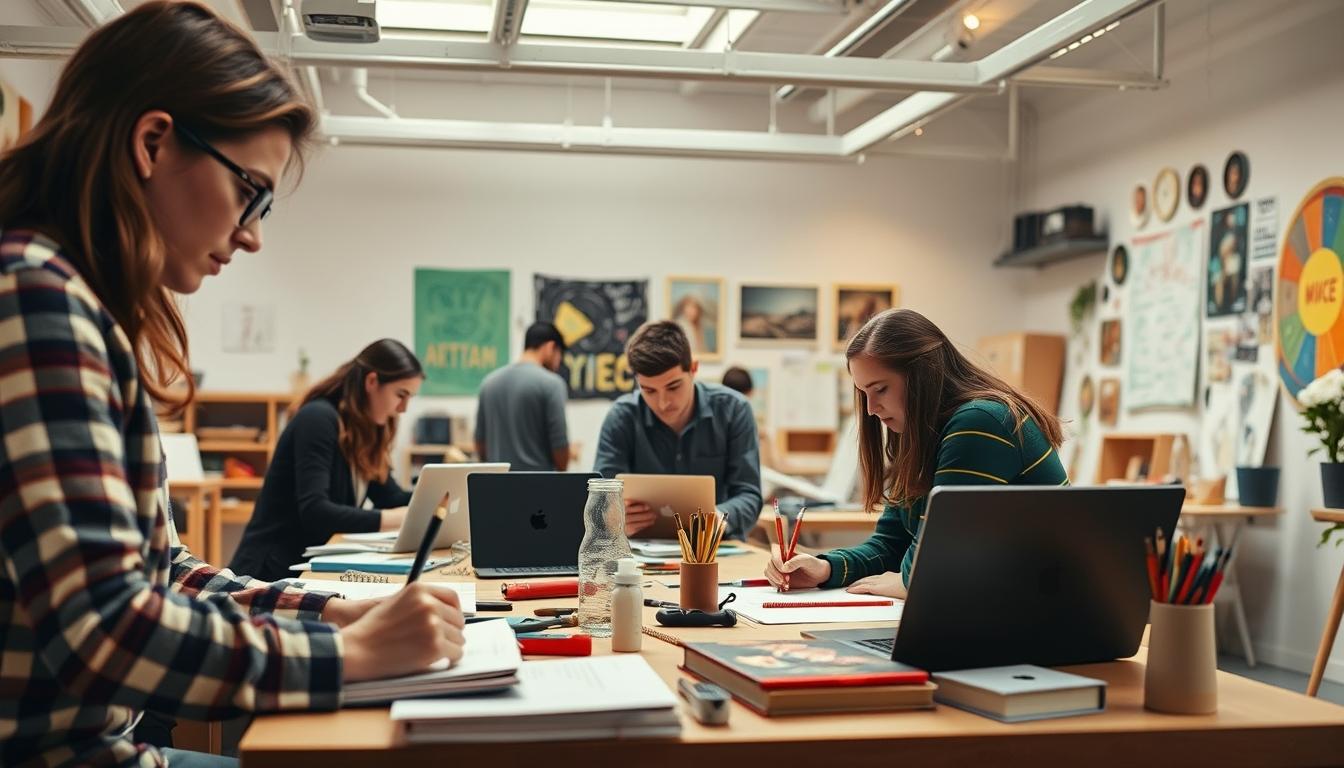 Students working in research laboratory