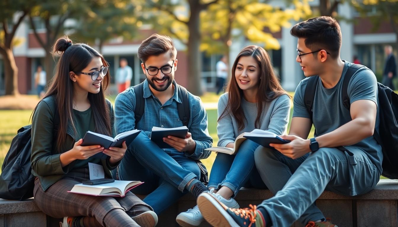 Students collaborating in study space
